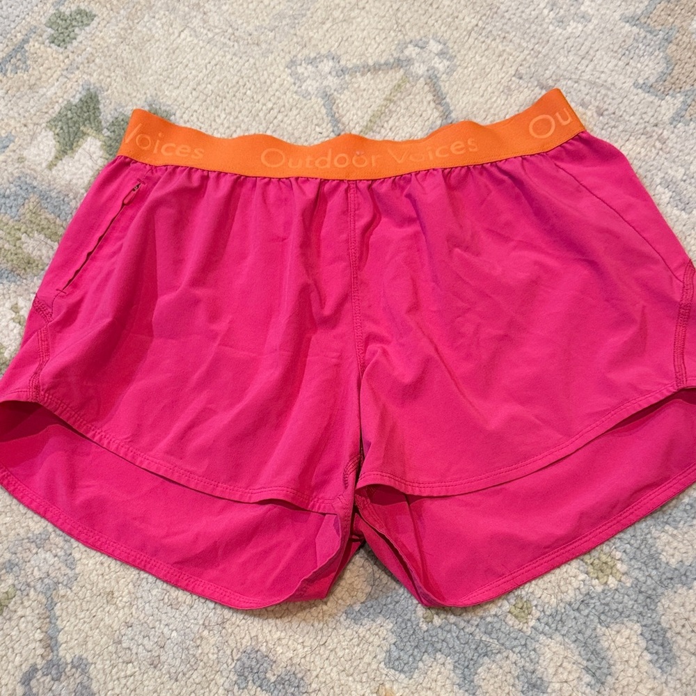 Outdoor Voices Women's Hot Pink and Orange Athletic Shorts